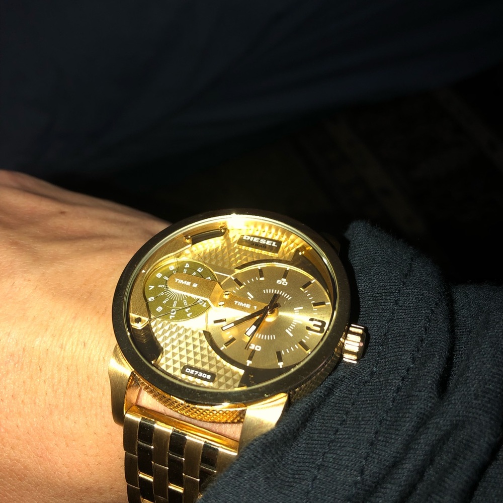 Diesel Little Daddy Dual Gold Steel Mens Watch